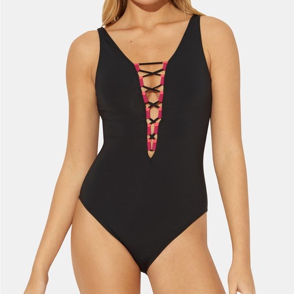 Bleu Rod Beattie Other - Bleu by Rod Beattie Lace Up One-Piece Swimsuit 10